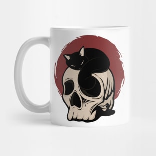 Cat on Skull Mug